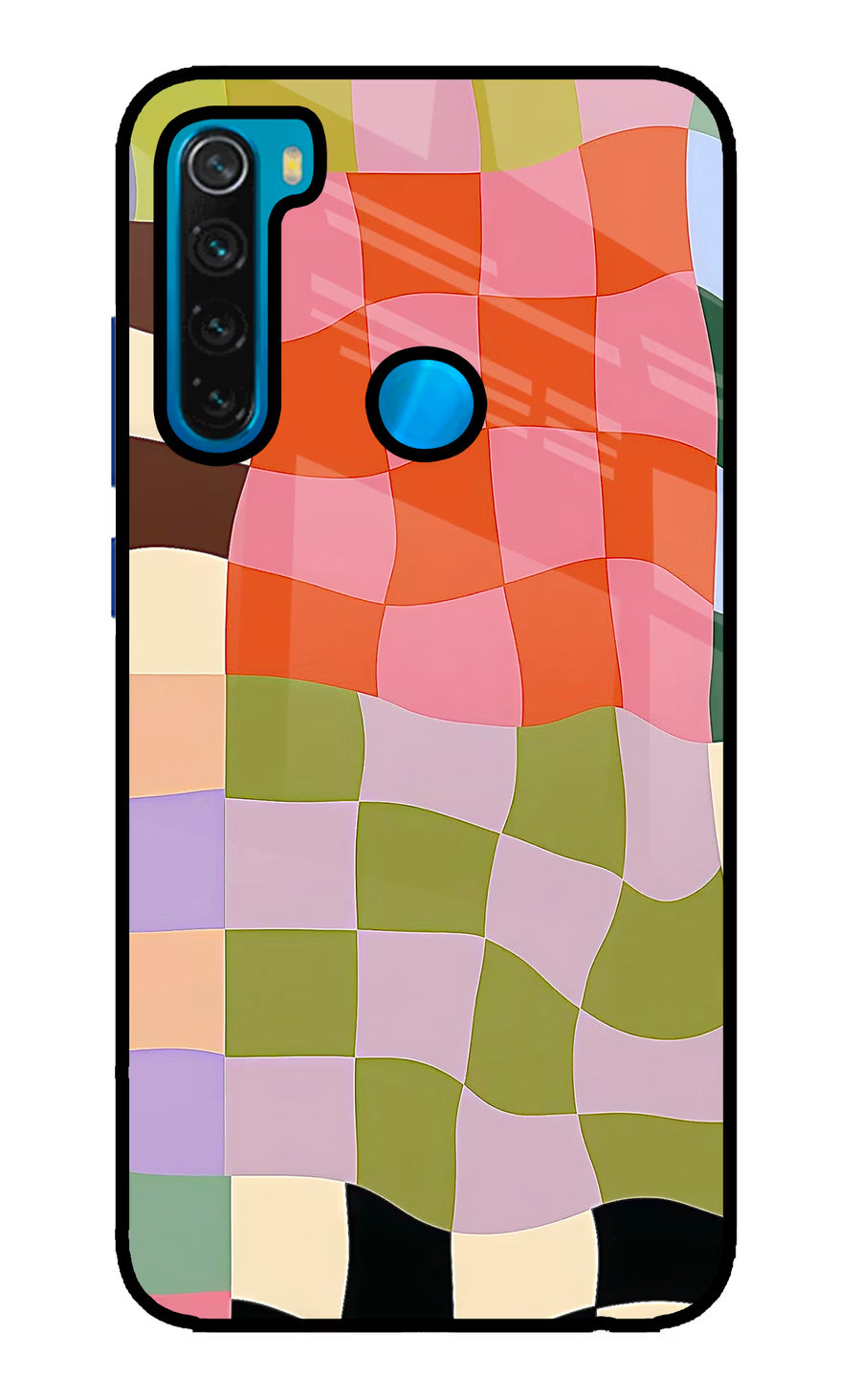 Wavy Grid Redmi Note 8 Back Cover, Glass case