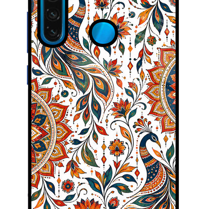 White Mayura Redmi Note 8 Glass Case