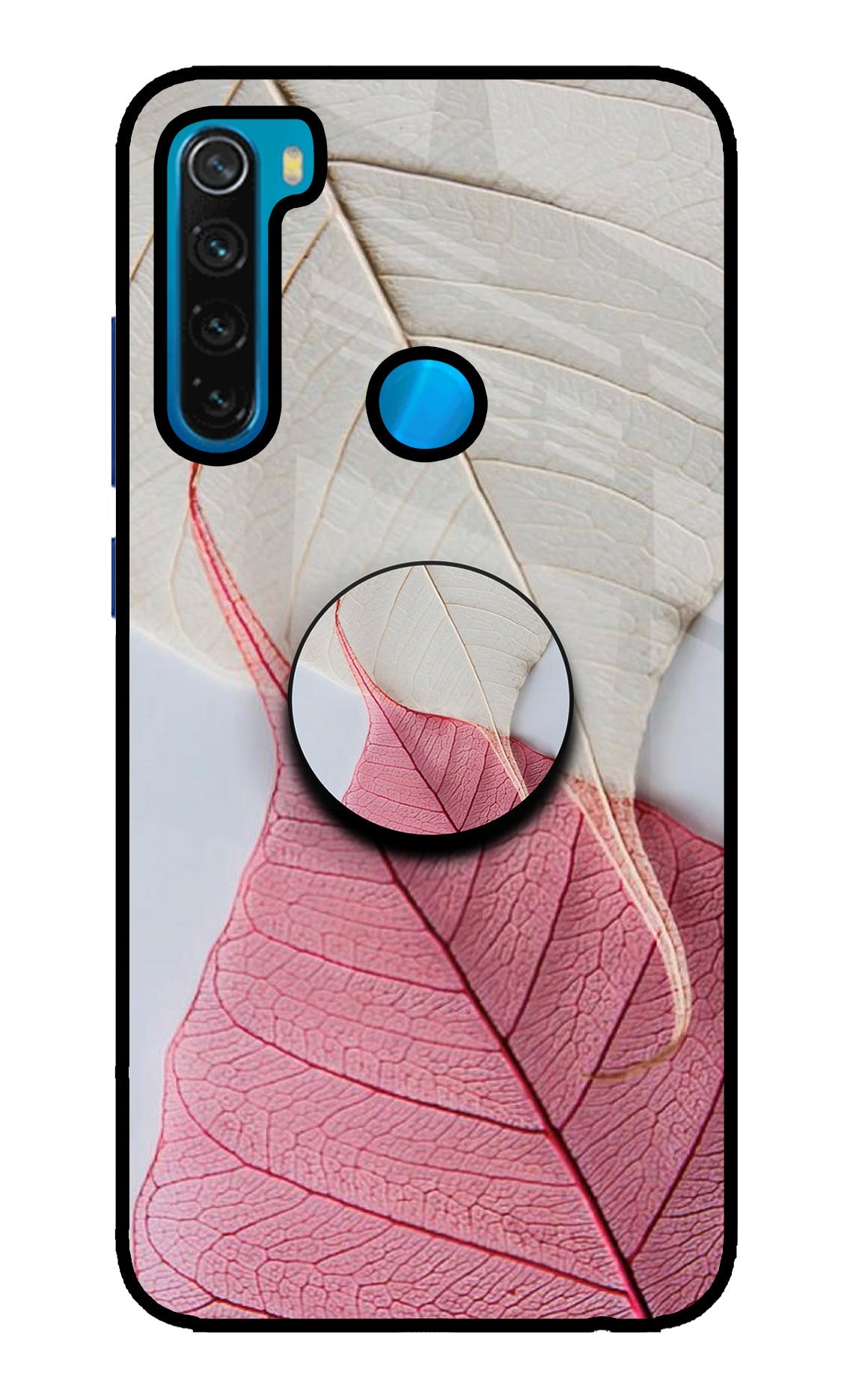 White Pink Leaf Redmi Note 8 Glass Case