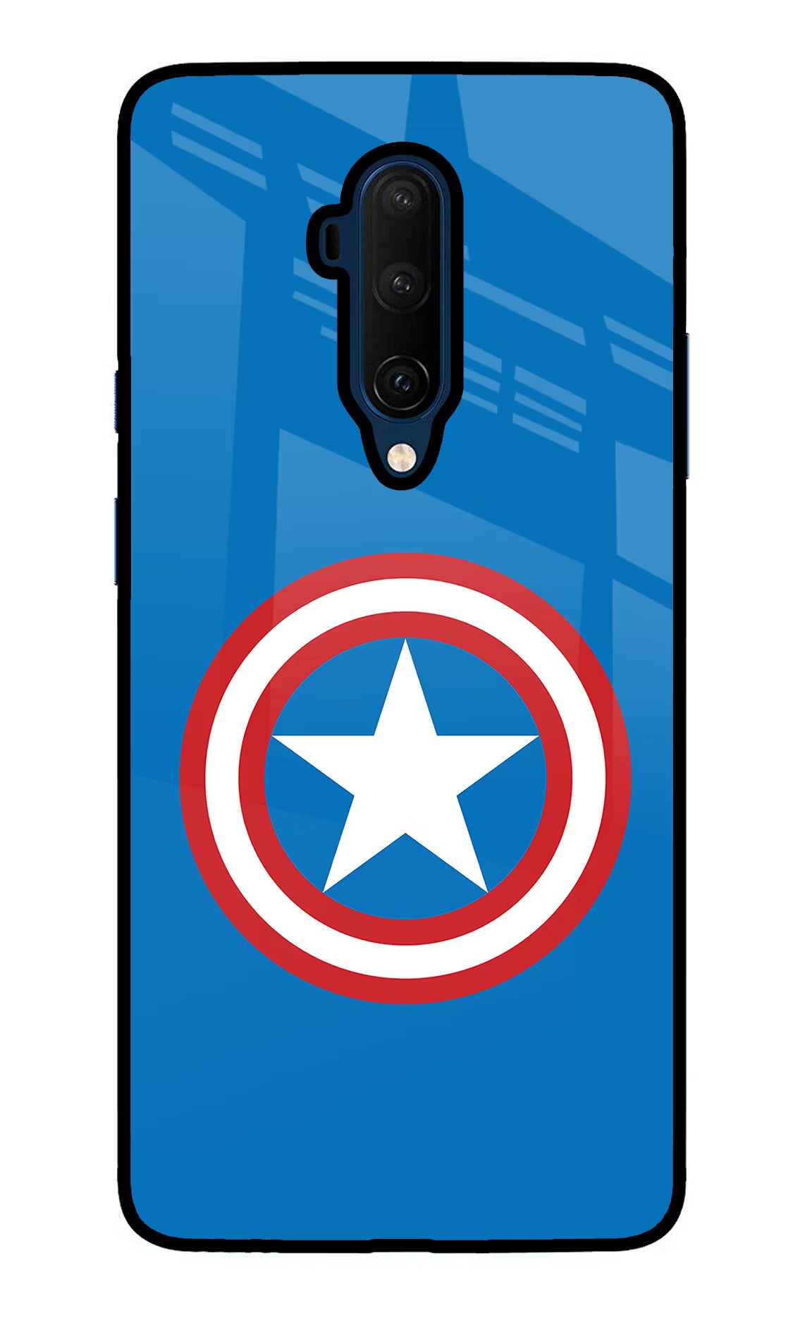 Captain America Logo Oneplus 7T Pro Glass Case Back Cover by Casekaro
