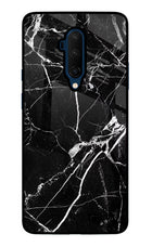 Black Marble Pattern Oneplus 7T Pro Glass Case Back Cover by Casekaro