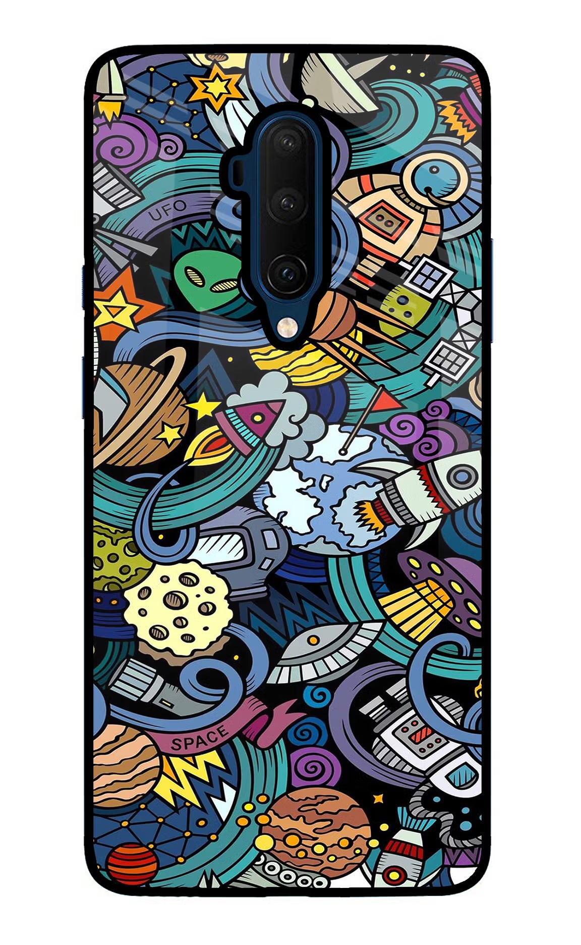 Space Abstract Oneplus 7T Pro Glass Case Back Cover by Casekaro