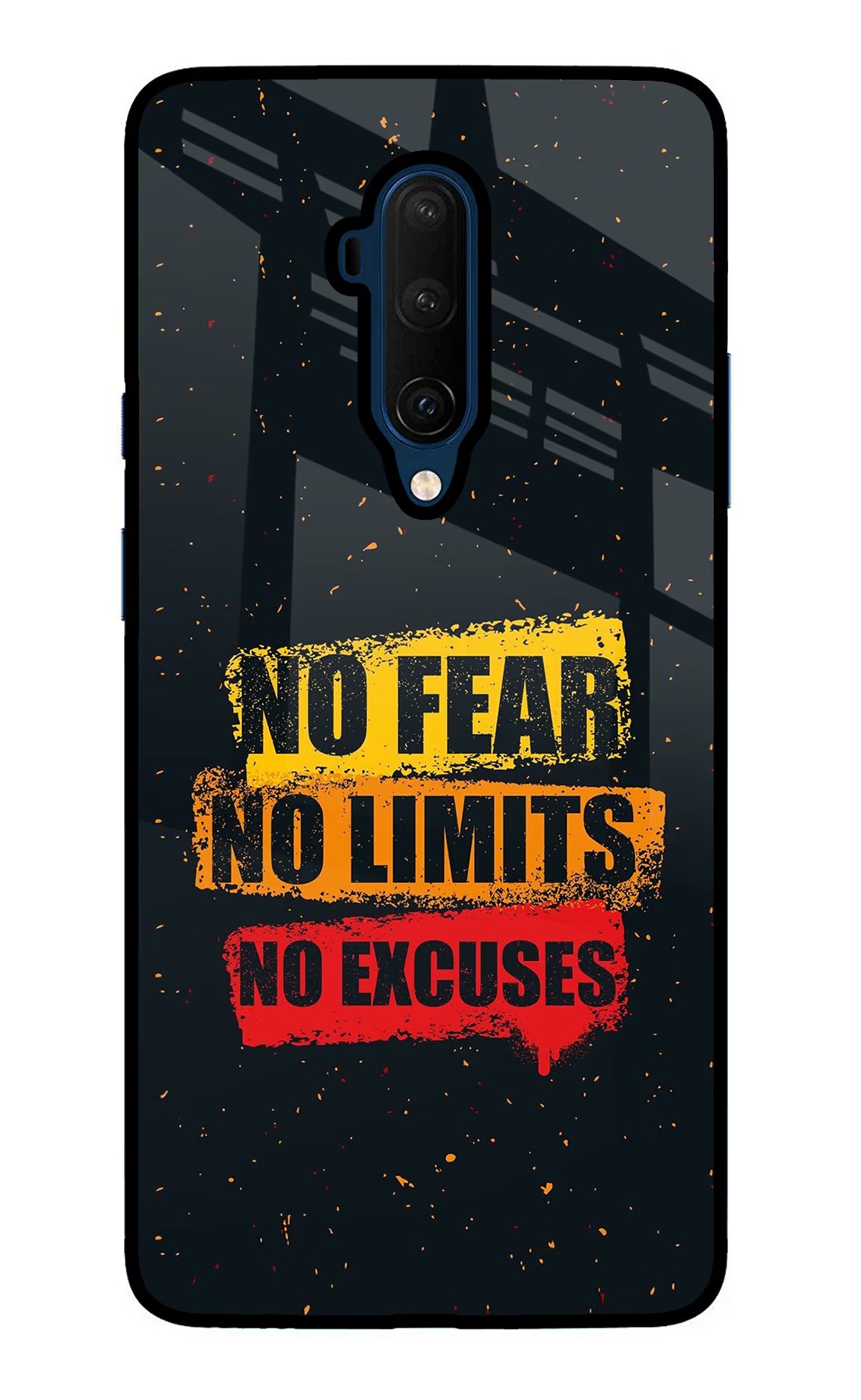 No Fear No Limits No Excuse Oneplus 7T Pro Glass Case Back Cover by Casekaro