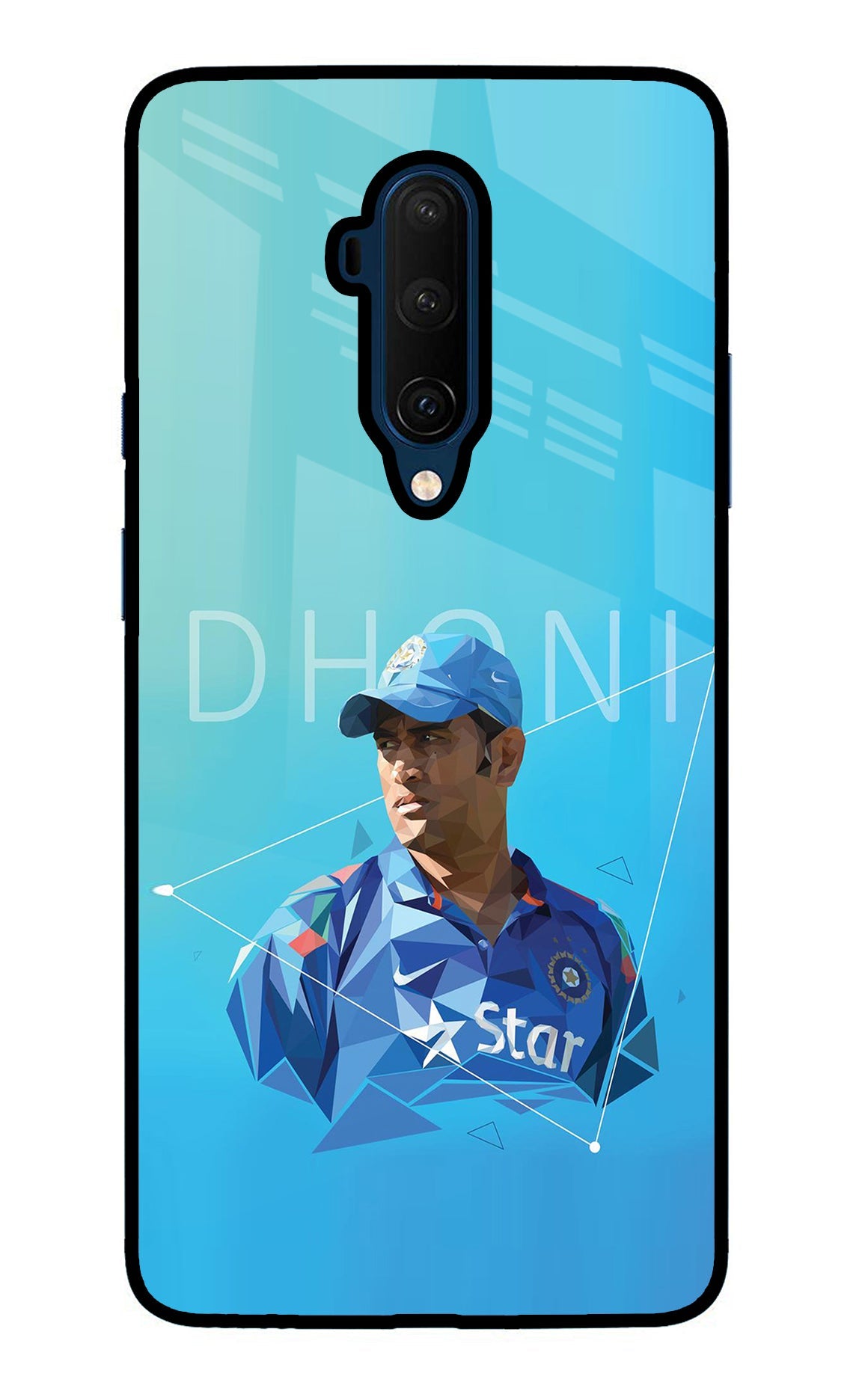 Dhoni Artwork Oneplus 7T Pro Glass Case