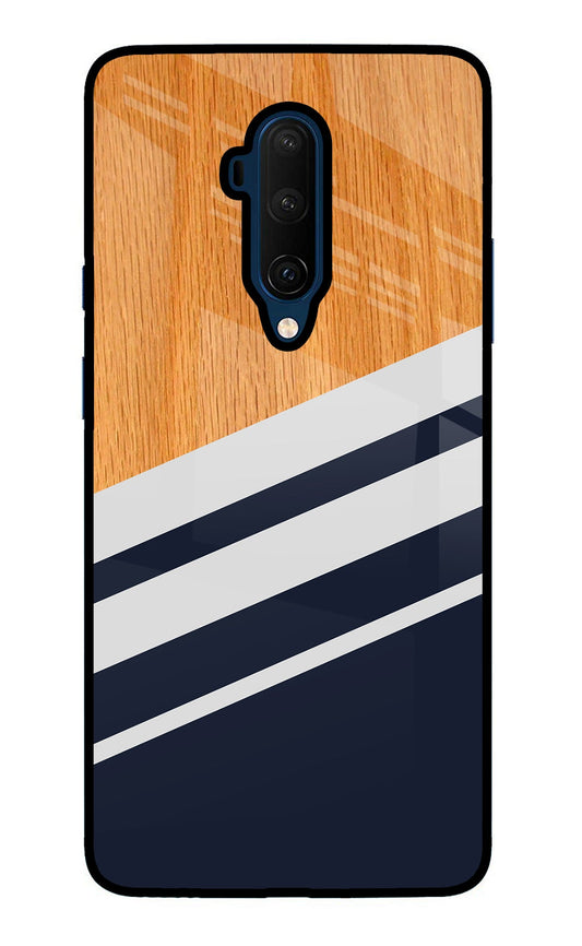 Blue and white wooden Oneplus 7T Pro Glass Case