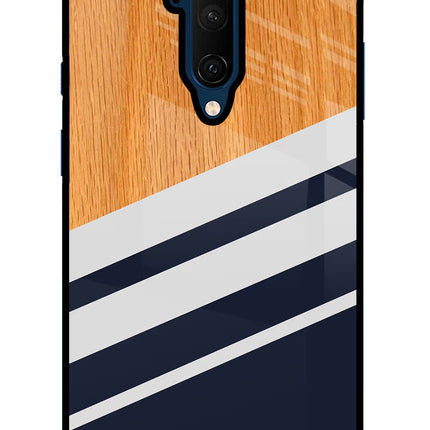 Blue and white wooden Oneplus 7T Pro Glass Case