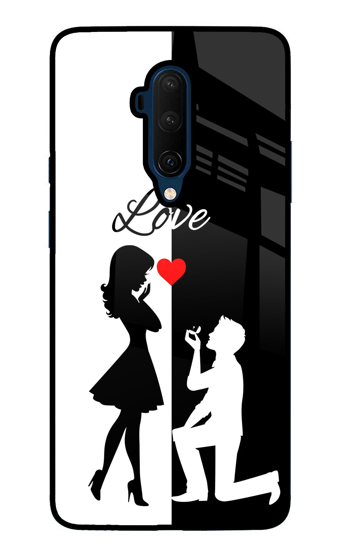 Love Propose Black And White Oneplus 7T Pro Glass Case