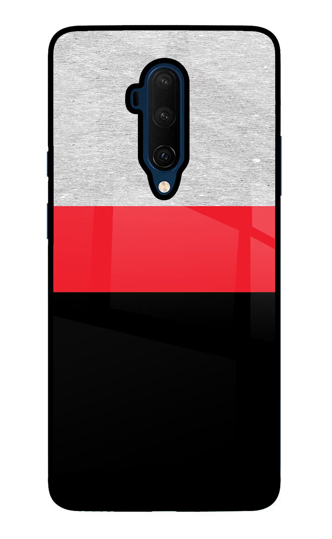 Tri Color Pattern Oneplus 7T Pro Glass Case Back Cover by Casekaro