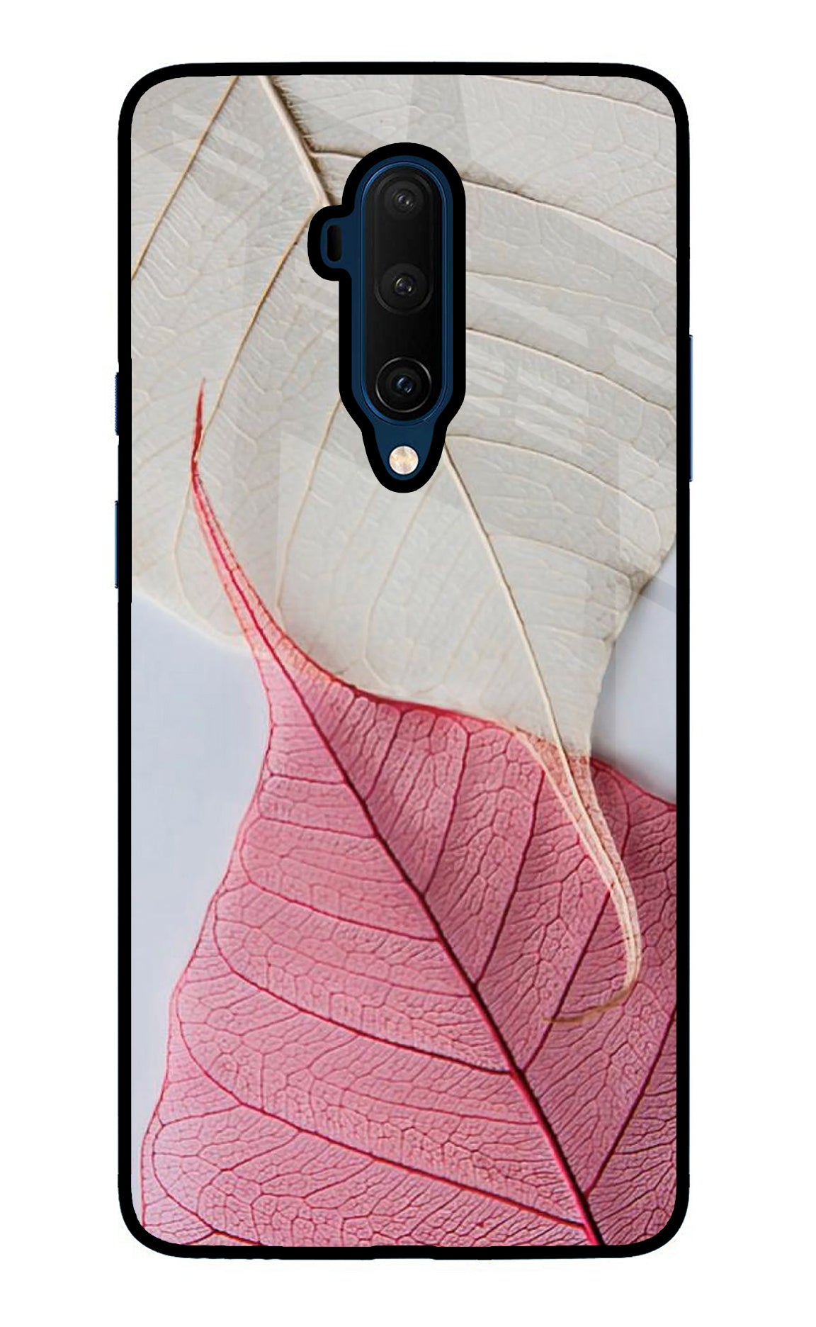 White Pink Leaf Oneplus 7T Pro Glass Case