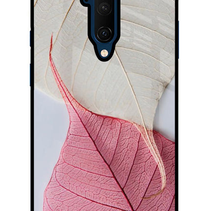 White Pink Leaf Oneplus 7T Pro Glass Case