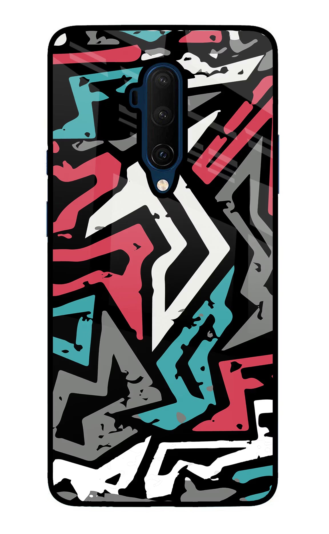 Geometric Graffiti Oneplus 7T Pro Glass Case Back Cover by Casekaro