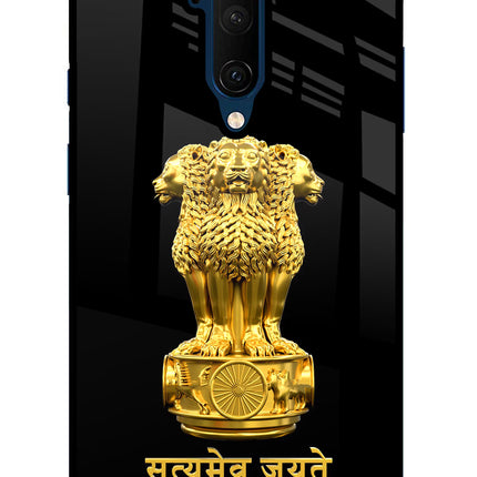 Satyamev Jayate Golden Oneplus 7T Pro Glass Case