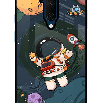 Cartoon Astronaut Oneplus 7T Pro Glass Case