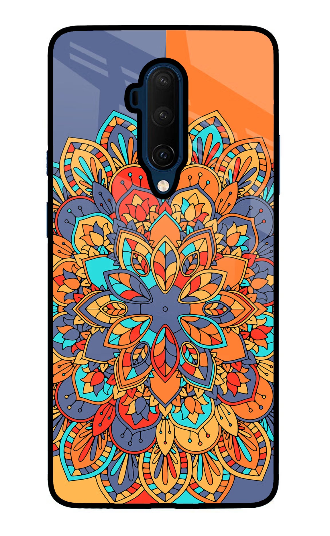 Color Mandala Oneplus 7T Pro Glass Case Back Cover by Casekaro
