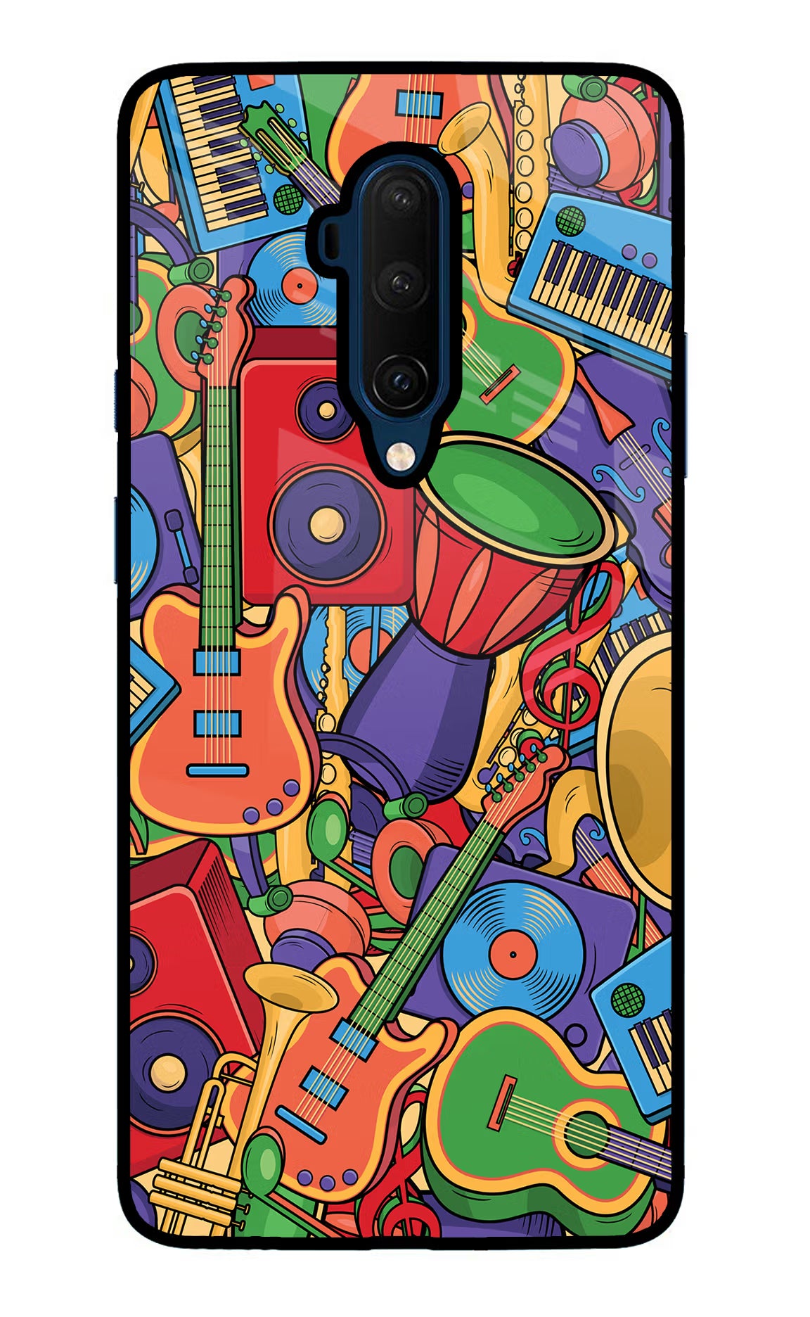 Music Instrument Doodle Oneplus 7T Pro Glass Case Back Cover by Casekaro