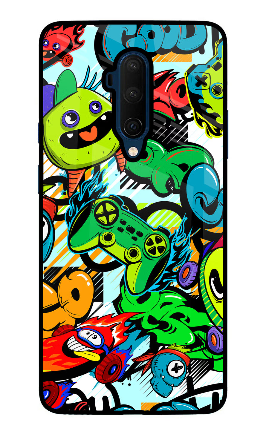 Game Doodle Oneplus 7T Pro Back Cover, Glass case