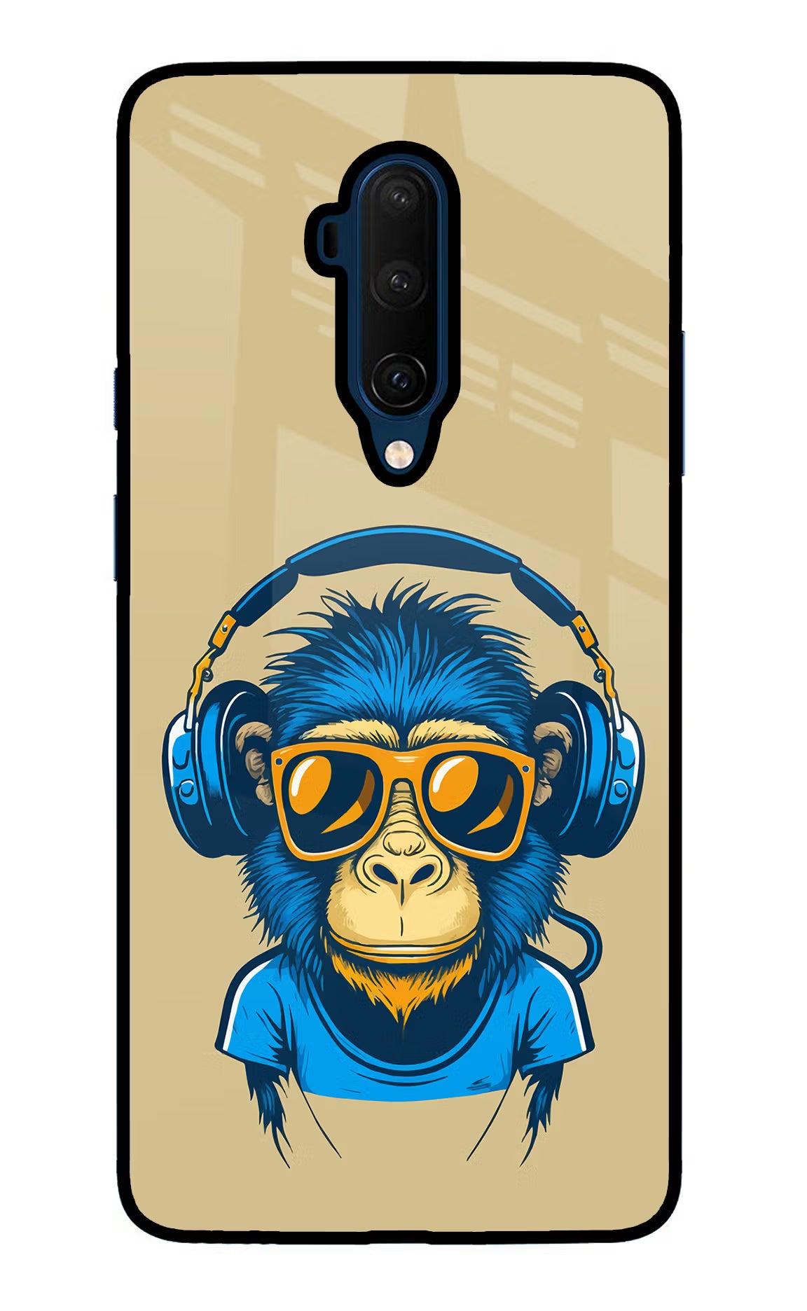 Monkey Headphone Oneplus 7T Pro Glass Case Back Cover by Casekaro