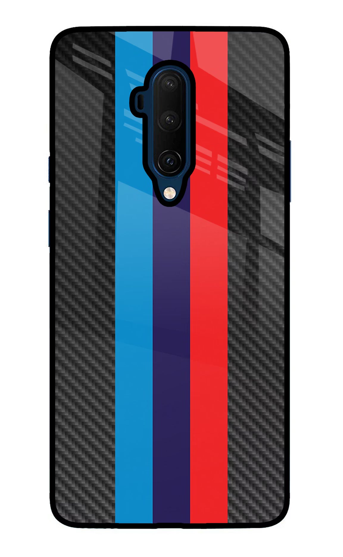 BMW Stripes Pattern Oneplus 7T Pro Glass Case Back Cover by Casekaro