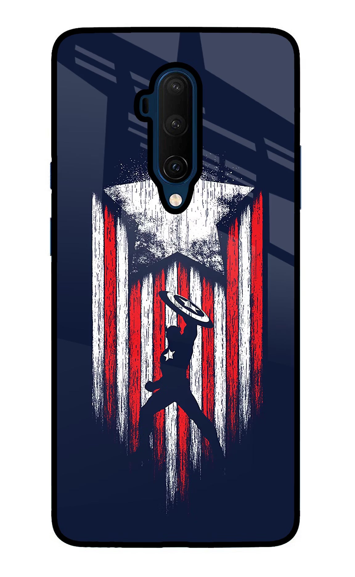 Captain America Marvel Art Oneplus 7T Pro Glass Case Back Cover by Casekaro
