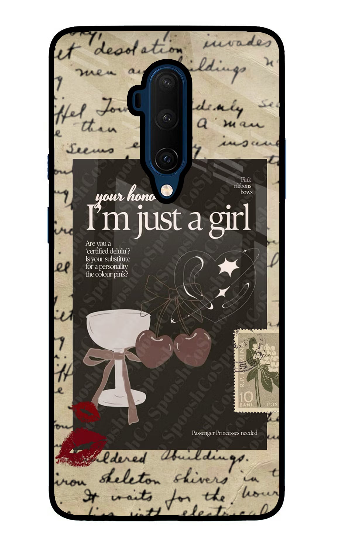 I am just a girl Oneplus 7T Pro Glass Case Back Cover by Casekaro