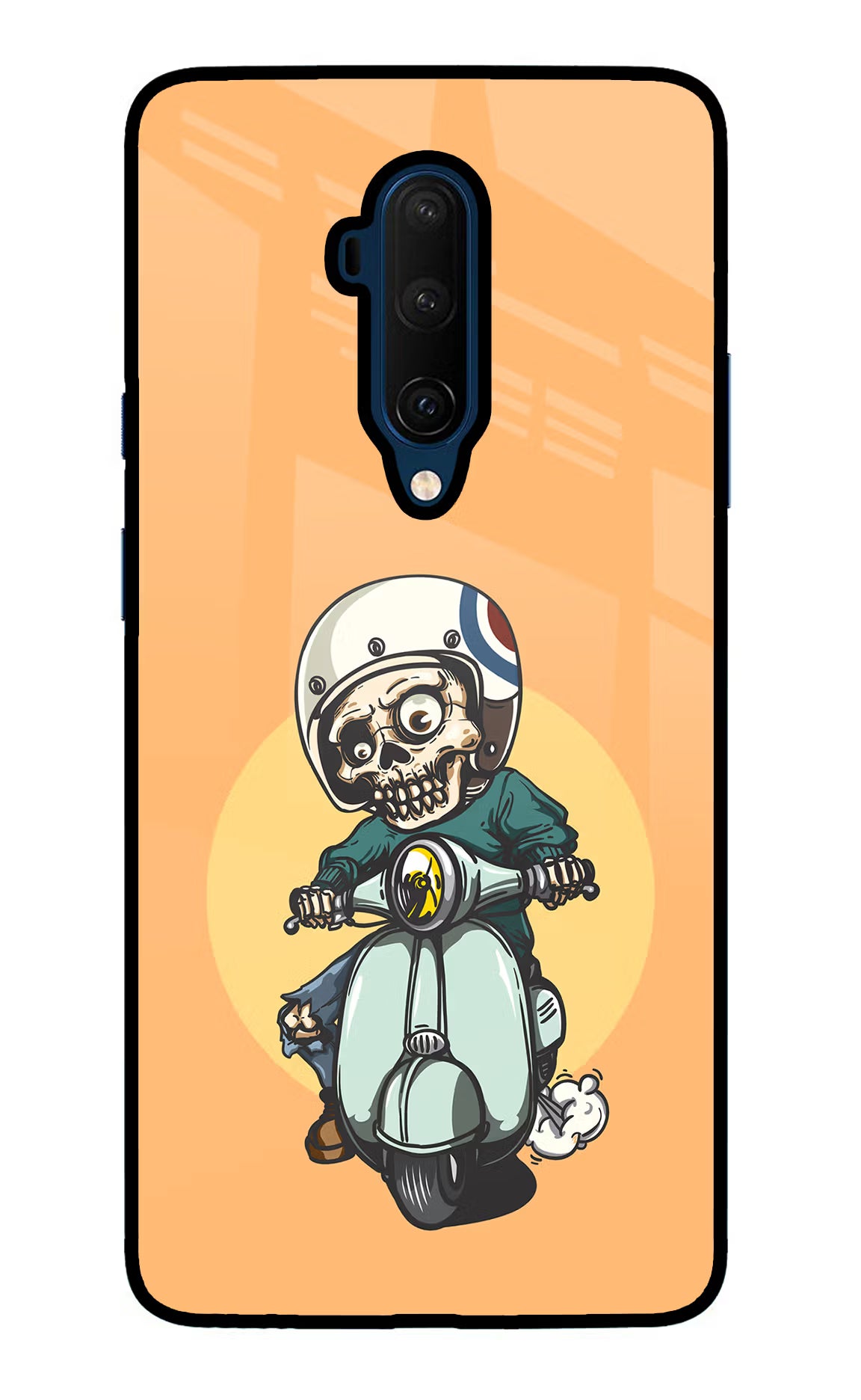 Undead Biker Oneplus 7T Pro Glass Case Back Cover by Casekaro