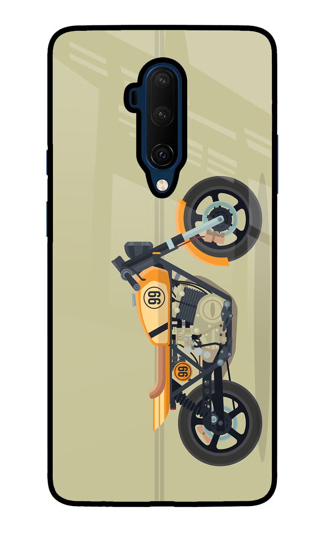 Vertical Speedster Oneplus 7T Pro Glass Case Back Cover by Casekaro