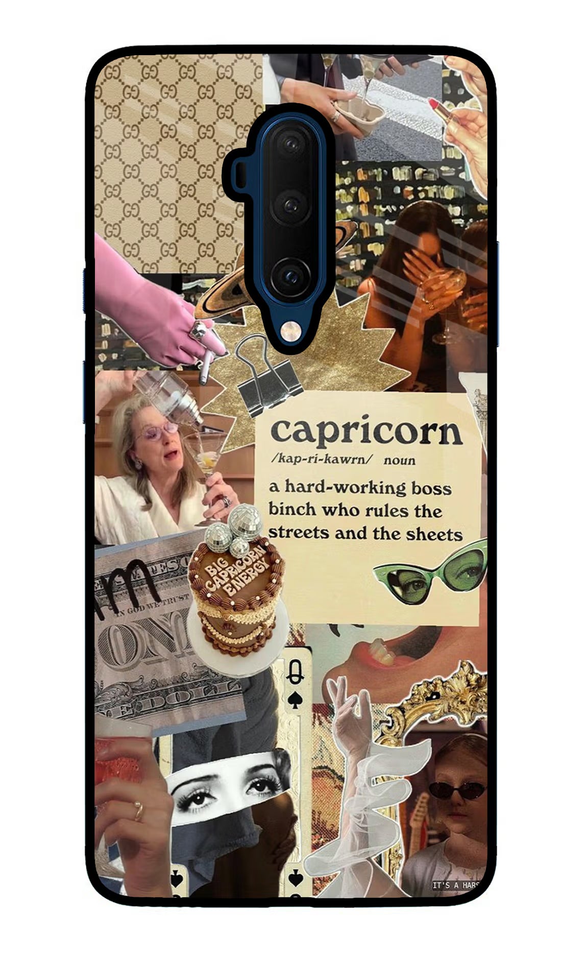 Capricorn Zodiac Oneplus 7T Pro Glass Case Back Cover by Casekaro