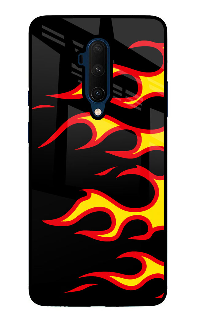 Side Sweep Flames Oneplus 7T Pro Glass Case