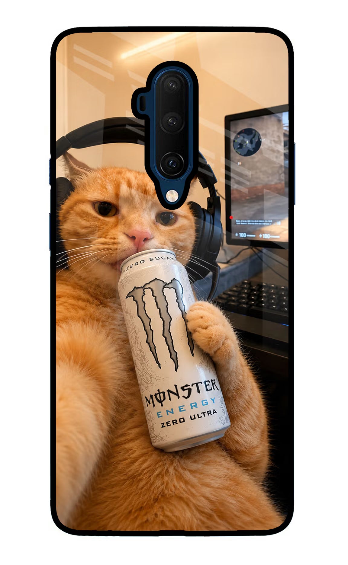 Gamer Cat Energy Oneplus 7T Pro Glass Case