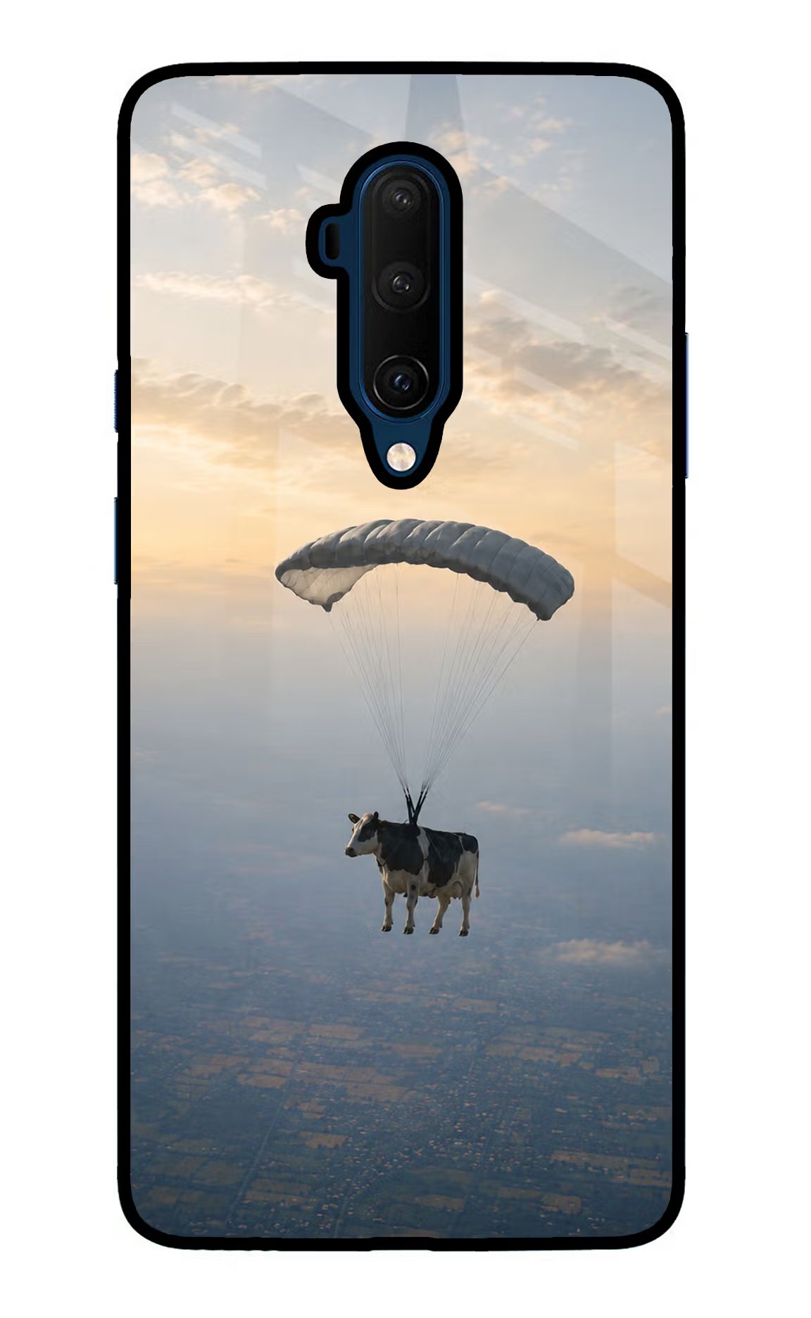 Skydiving Cow Oneplus 7T Pro Glass Case