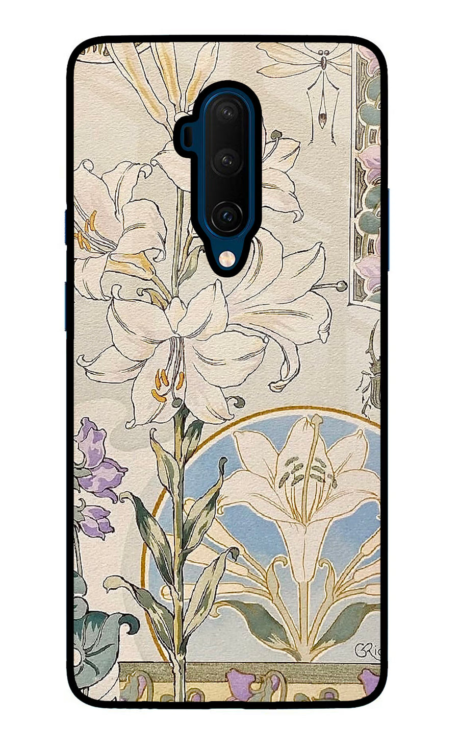 White Lily Oneplus 7T Pro Back Cover, Glass case