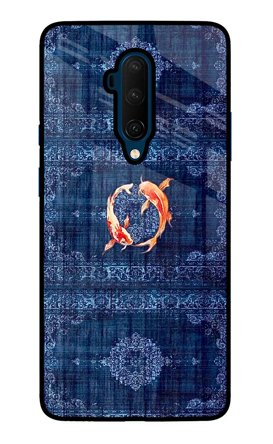 Koi Blue Oneplus 7T Pro Back Cover, Glass case
