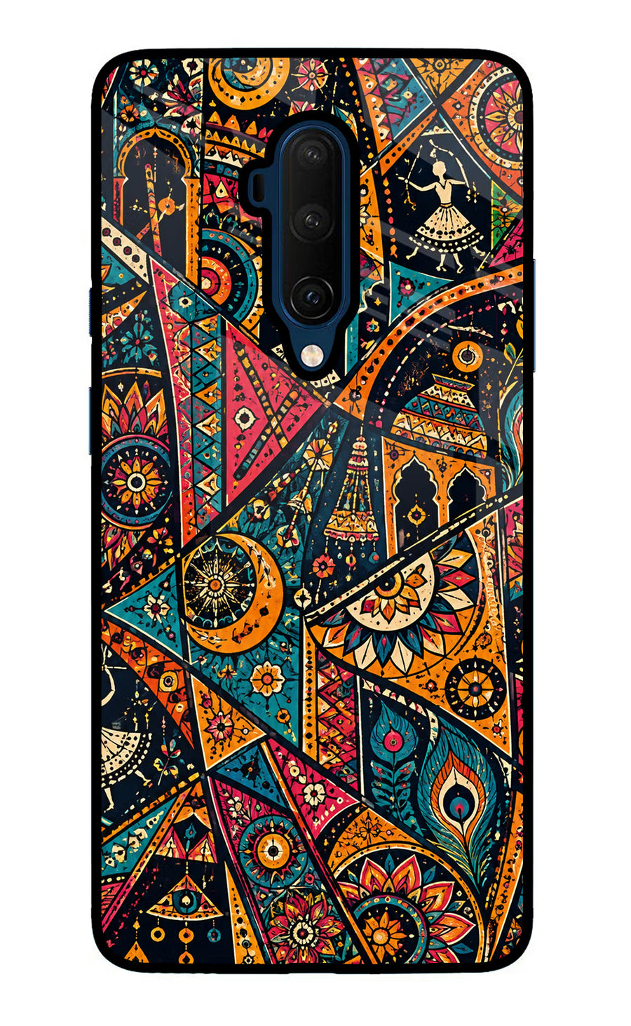 Folk Print Oneplus 7T Pro Back Cover, Glass case