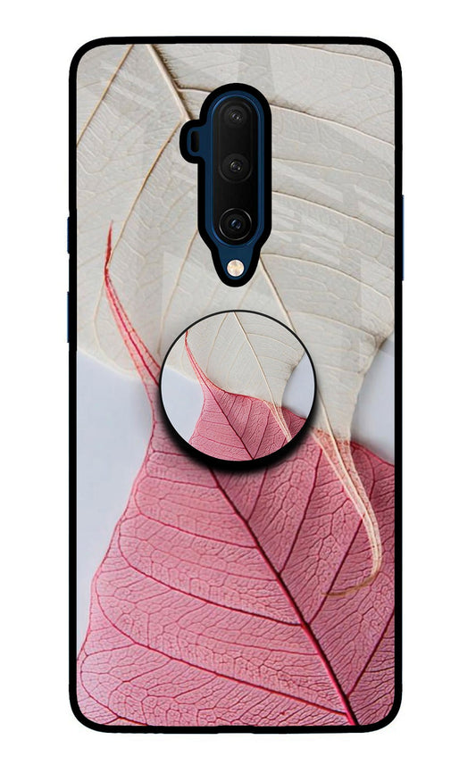 White Pink Leaf Oneplus 7T Pro Glass Case