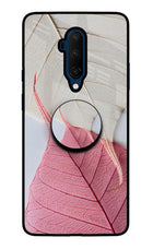 White Pink Leaf Oneplus 7T Pro Glass Case