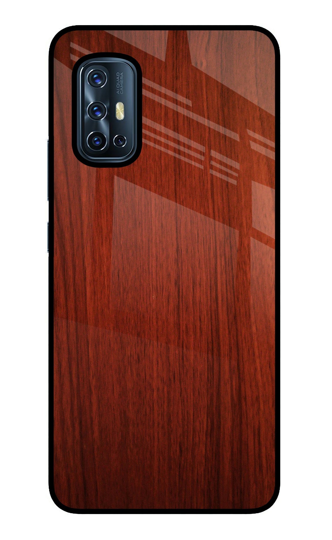 Wooden Plain Pattern Vivo V17 Glass Case