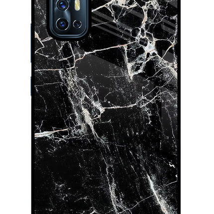 Black Marble Texture Vivo V17 Glass Case Back Cover by Casekaro