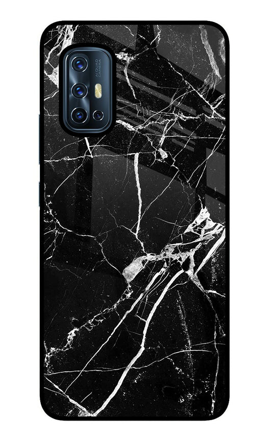 Black Marble Pattern Vivo V17 Glass Case