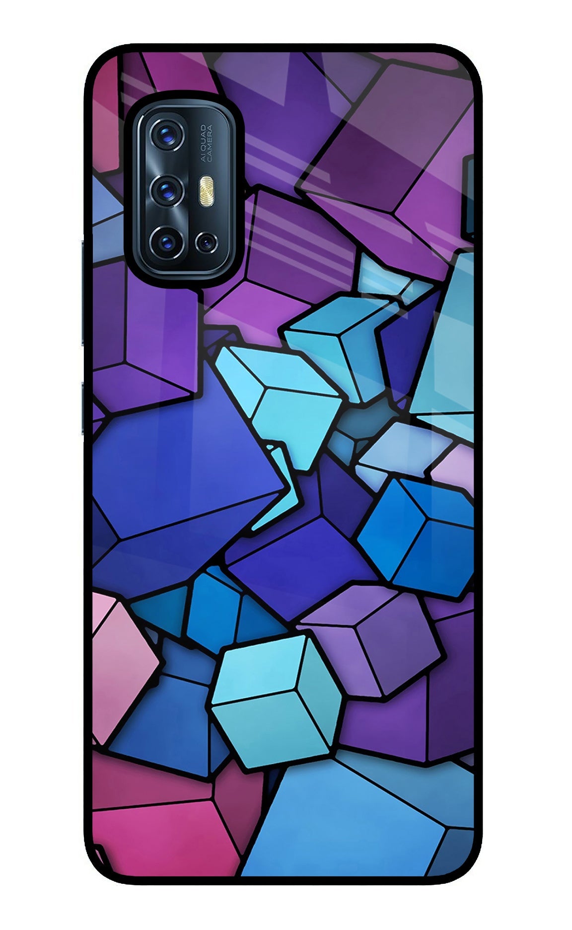 Cubic Abstract Vivo V17 Glass Case