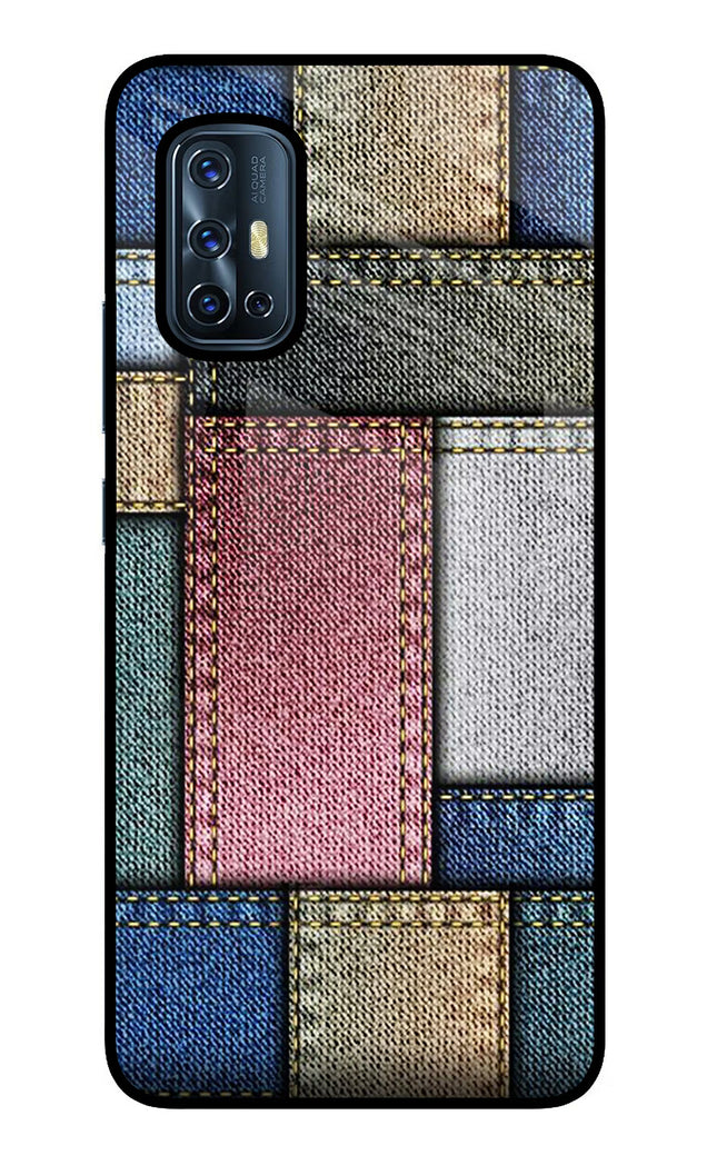 Multicolor Jeans Vivo V17 Glass Case Back Cover by Casekaro