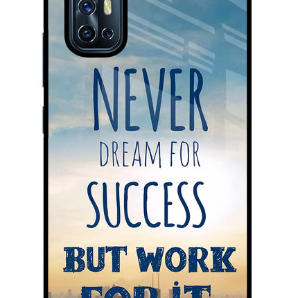 Never Dream For Success But Work For It Vivo V17 Glass Case Back Cover by Casekaro