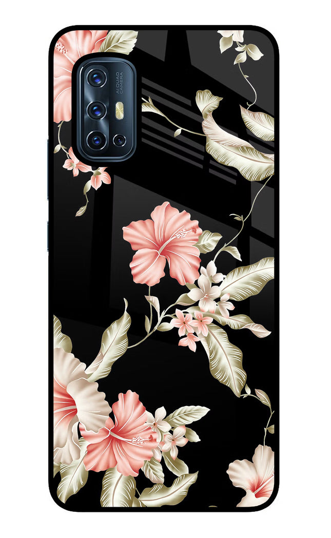 Flowers Vivo V17 Glass Case Back Cover by Casekaro