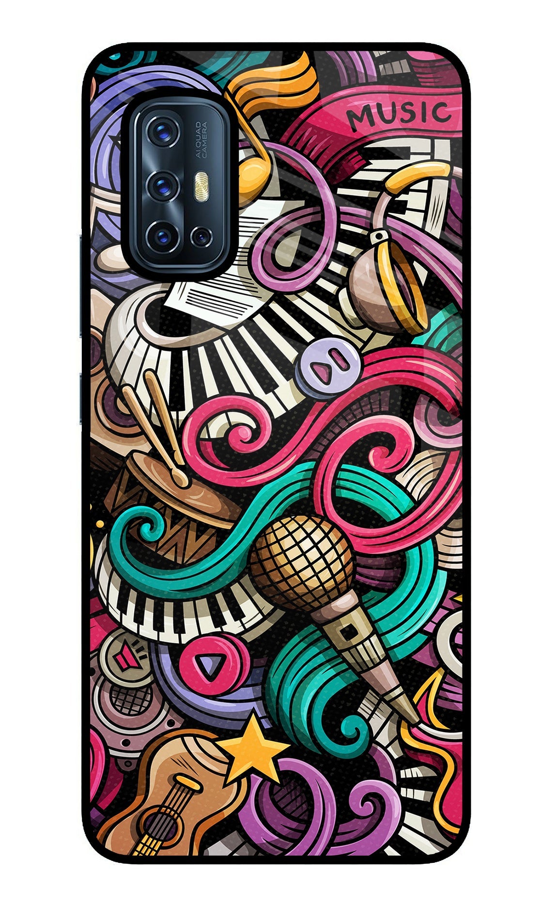 Music Abstract Vivo V17 Glass Case