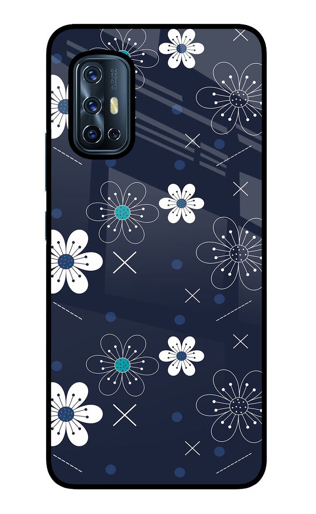 Flowers Vivo V17 Glass Case Back Cover by Casekaro