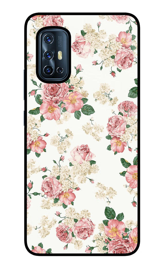 Flowers Vivo V17 Glass Case Back Cover by Casekaro