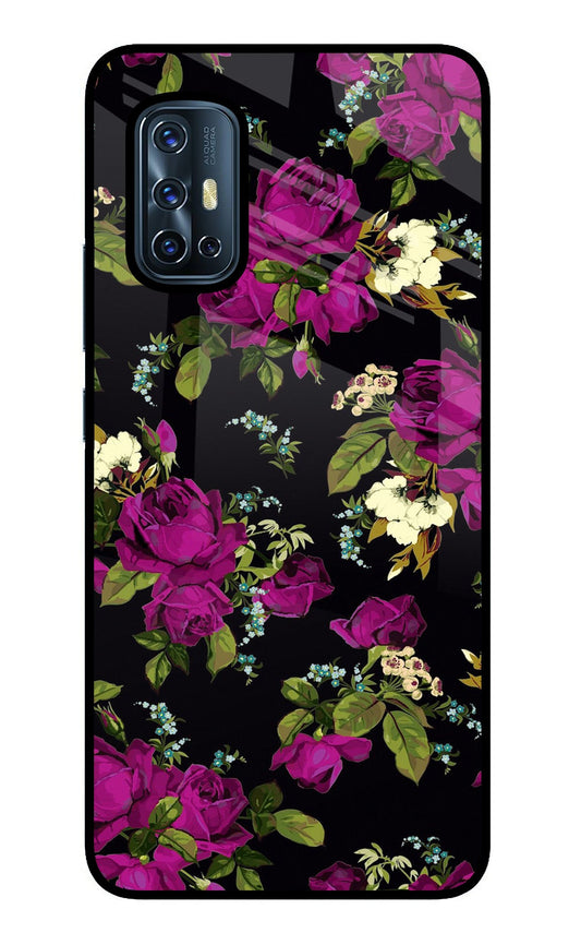 Flowers Vivo V17 Glass Case