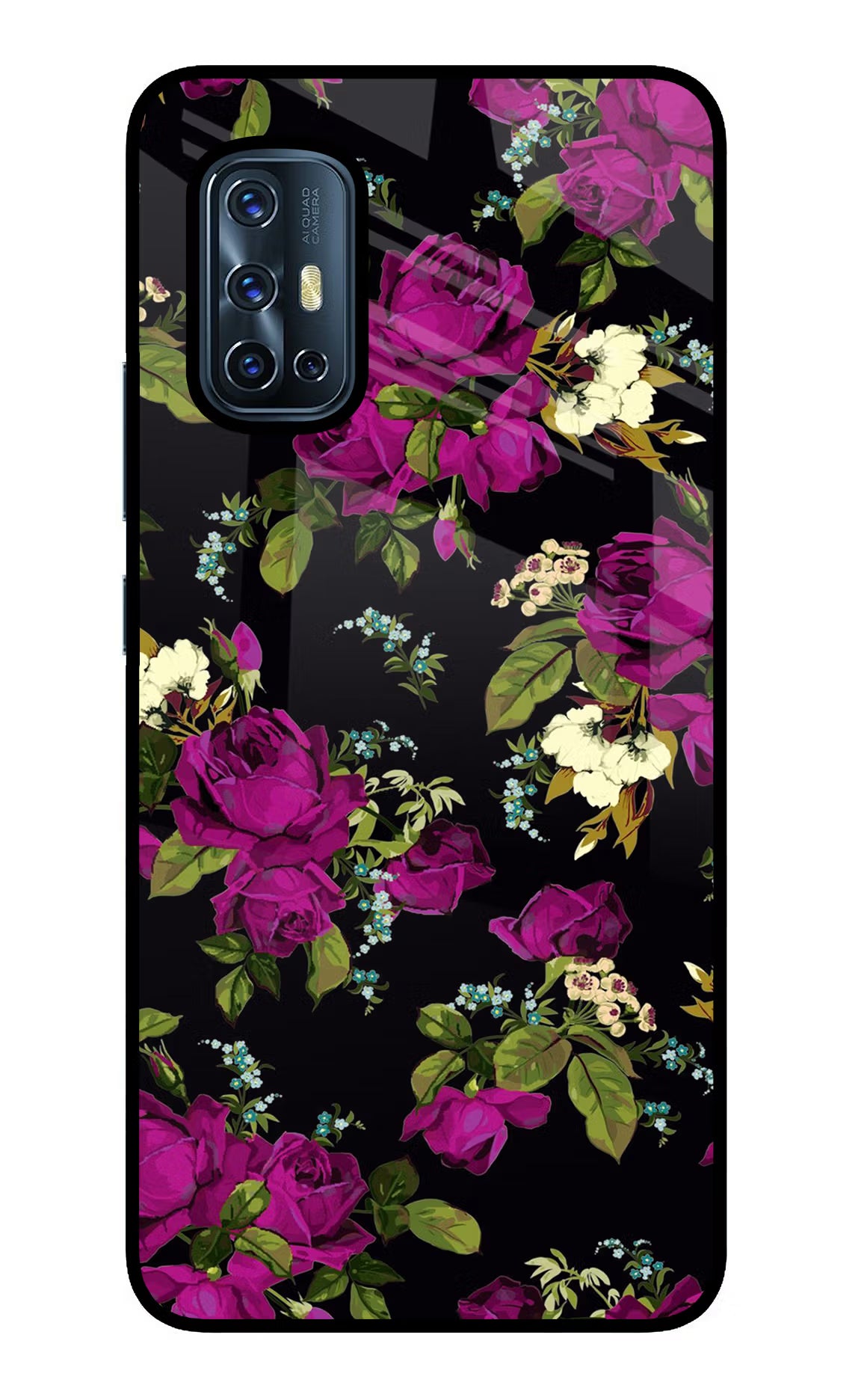 Flowers Vivo V17 Glass Case Back Cover by Casekaro