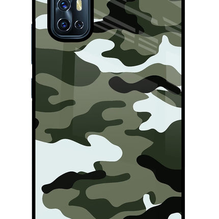 Camouflage Vivo V17 Glass Case Back Cover by Casekaro