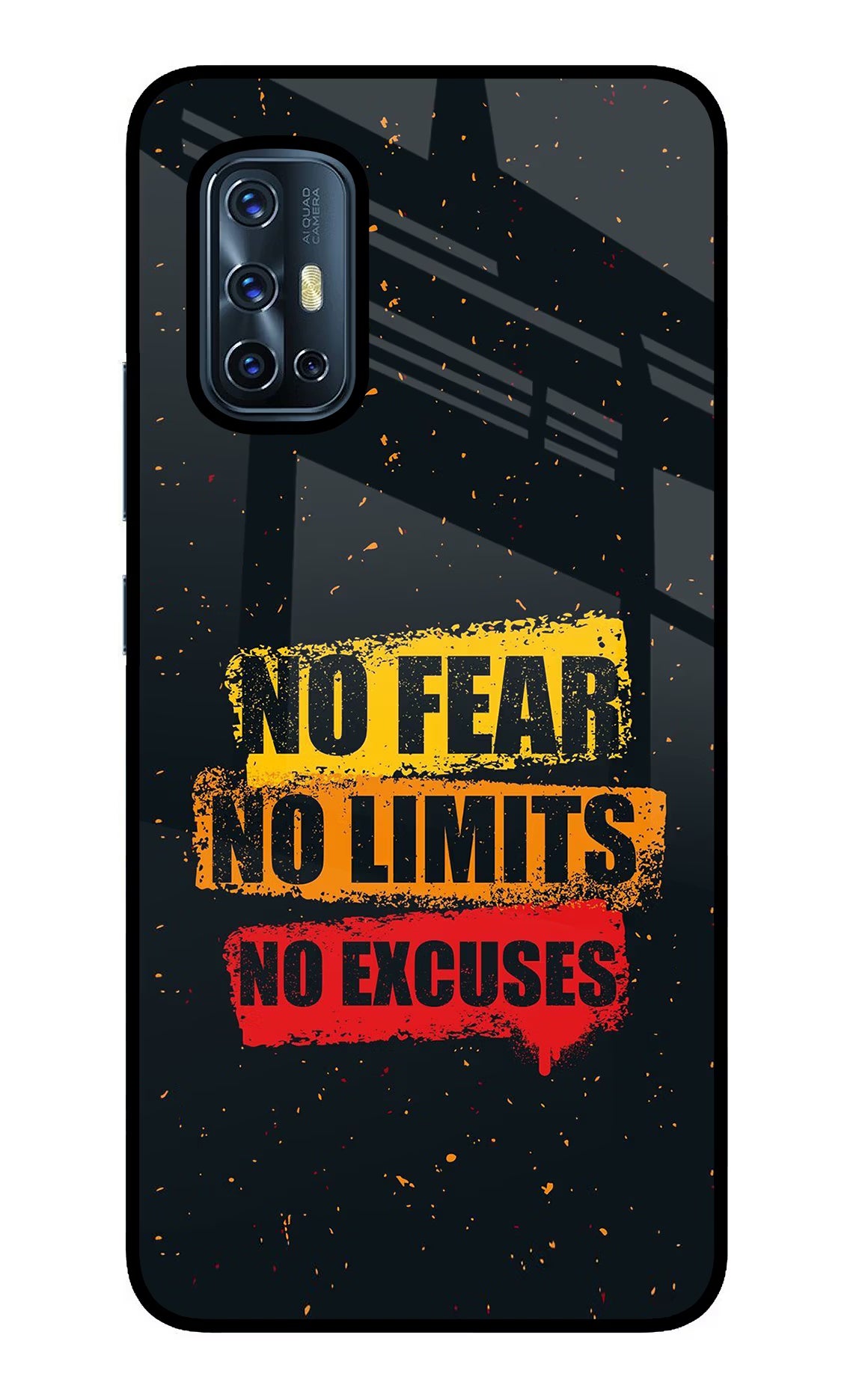 No Fear No Limits No Excuse Vivo V17 Glass Case Back Cover by Casekaro