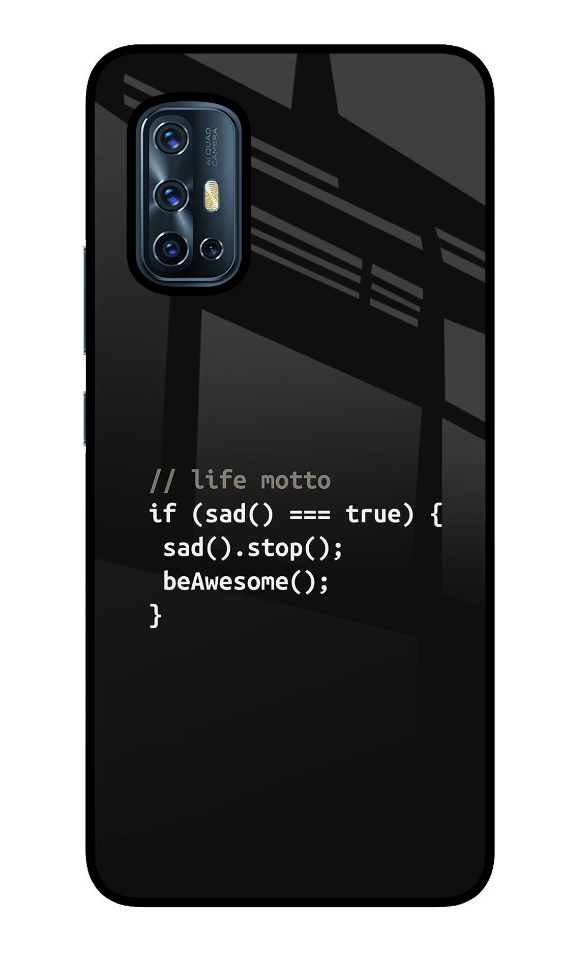 Life Motto Code Vivo V17 Glass Case Back Cover by Casekaro